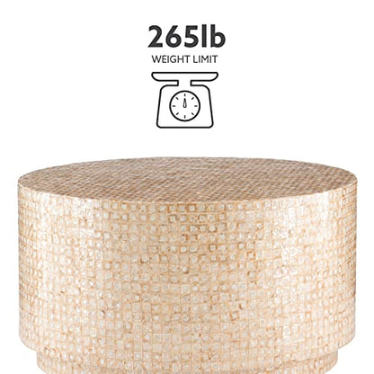 Gold Capiz Mosaic Kiro Coffee Table, 30 in x 30 in x 17 in