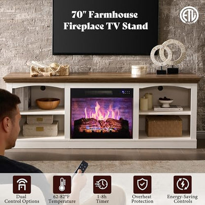 70" Fireplace TV Stand for TVs up to 80" One-Box Delivery, view 4