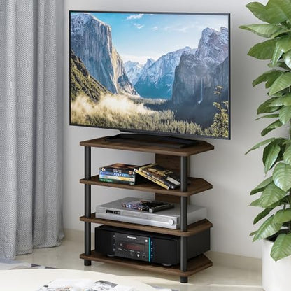 Turn-N-Tube Easy Assembly 4-Tier Petite Entertainment Center / TV Stand / TV Unit / TV Desk, Columbia Walnut/Black