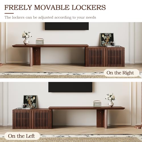 Extendable TV Stand with Storage for Up to 55+ Inch, Walnut, 60.6"-84.3" | Modern Entertainment Center, TV Media Console, Minimalist Television Cabinet for Living Room/Bedroom