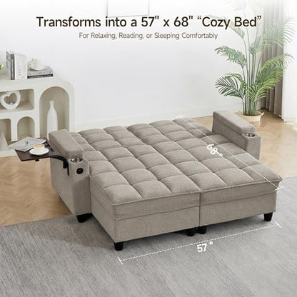 70.9" Chaise Lounge Chair Indoor, Oversized Boucle Upholstered Sofa Bed, view 3