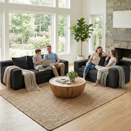 Boneless Couch,Boneless Loveseat Sleeper Sofa Bed – 3-in-1 Convertible Couch Bed with Side Pockets & Handle,Pull Out Corduroy Futon for Small Space,Living Room & Bedroom,2 Pillows Included,No Assembly