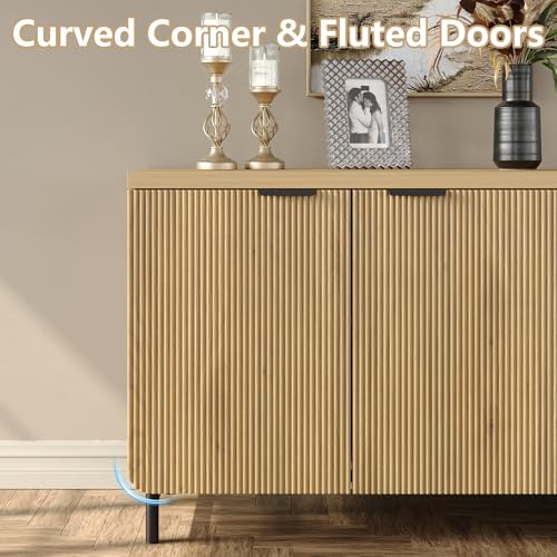 Buffet Cabinet with Storage 66.2''W Modern Sideboard with 4 Fluted Doors, view 8
