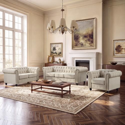 3 Piece Classic Chesterfield 6-Seater Set, view 2