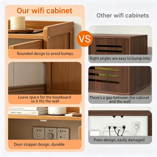Router Storage Cabinet with Adjustable Shelves, Ventilated Doors, White, view 4