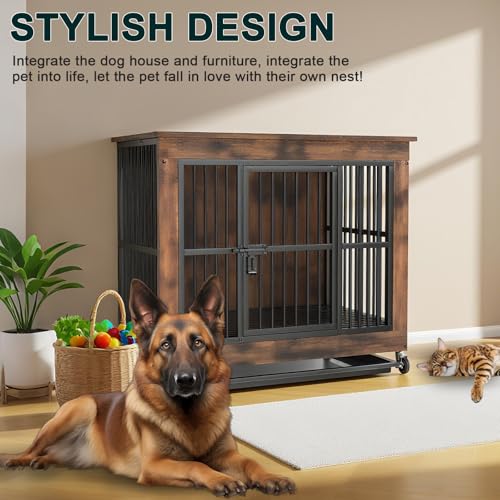 98 cm Wooden Dog Crate End Table for Large Dogs, view 8