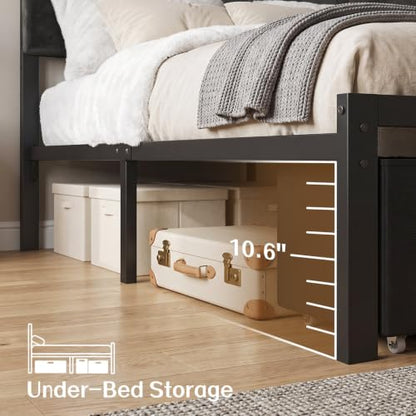 King Size Bed Frame with 3 Storage Drawers & Upholstered Headboard, view 7
