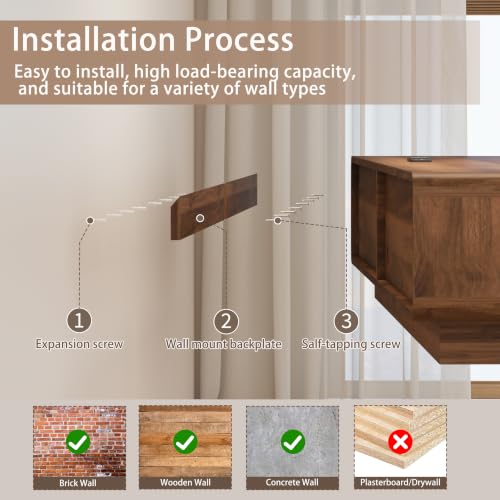 102.4'' Minimalist Floating TV Stand with Power Outlet, view 8