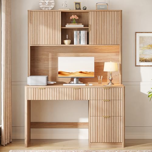 67" H Executive Desk with Fluted Drawers, 4 Drawers Fluted ComputerDesk, view 7