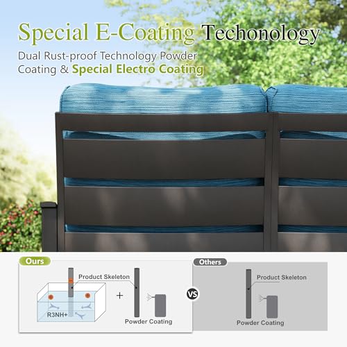 Patio Furniture Set with Fire Pit Table, Peacock Blue, view 6