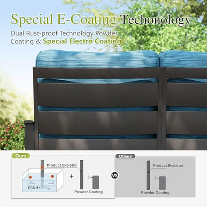 Patio Furniture Set with Fire Pit Table, Peacock Blue, view 6