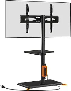 Floor TV Stand with Power Outlet for 32-70 inch TV up to 88 lbs, view 2