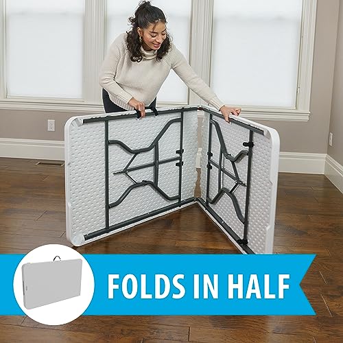 8-Foot Fold in Half Table, Light Commercial, White Granite
