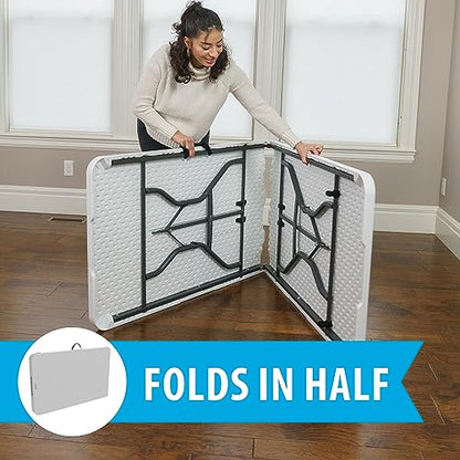 8-Foot Fold in Half Table, Light Commercial, White Granite