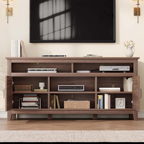 63 Inch TV Stand, Entertainment Center with Adjustable Shelves, view 4