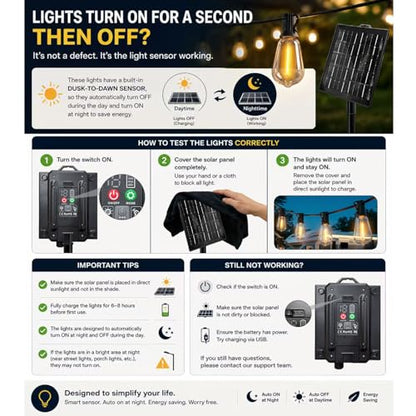 100FT Solar String Lights Outdoor Waterproof with Remote & Timer, view 3