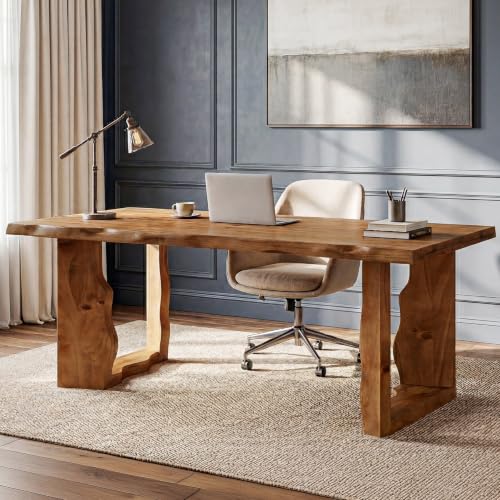 Farmhouse 63" Live Edge Rustic Solid Wood Executive Desk, view 7