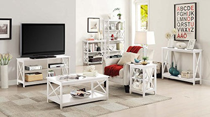 Oxford End Table 15.75" - Modern Living Room Table with Storage Shelves, Transitional Nightstand Side Table for Home Decor and Display, White