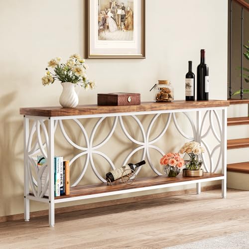Sofa Table, 70.9 Inch Industrial Behind Couch Table with Storage Shelves, Narrow Long Console Table for Entryway, Living Room, Foyer, Hallway, Office