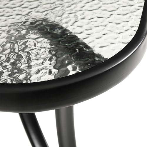 Tory Rectangle Patio Table with Umbrella Hole, Commercial All-Weather Table with Heat Resistant Tempered Glass, Steel Tube Frame, 35x 59, Black