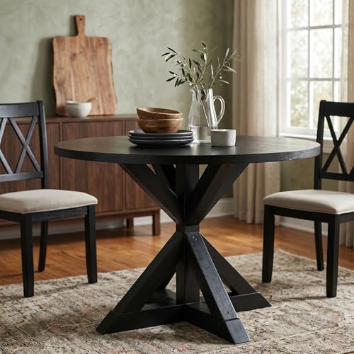 Windvale Cross-Buck Base Dining Table, Black