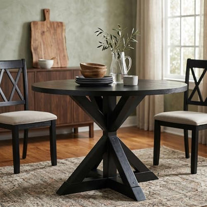 Windvale Cross-Buck Base Dining Table, Black