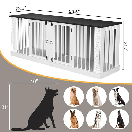 86.6" Double Dog Crate Furniture for 1 or 2 Dogs, view 3
