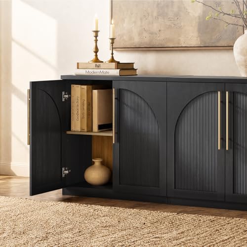 Arched Sideboard Cabinets, Modular Buffet Table, Black, view 7