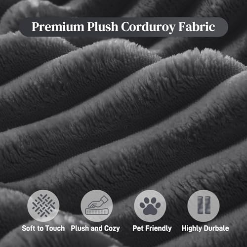 177'' Cloud Couch, Comfy Fluffy Oversized Modular Sectional Couches for Living Room, 8 Seater Modern Plush Corduroy Large Boneless Couch with Ottoman, Deep Seat, No Assembly Required, Dark Grey