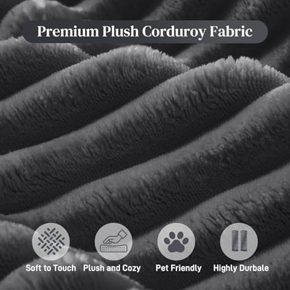 177'' Cloud Couch, Comfy Fluffy Oversized Modular Sectional Couches for Living Room, 8 Seater Modern Plush Corduroy Large Boneless Couch with Ottoman, Deep Seat, No Assembly Required, Dark Grey