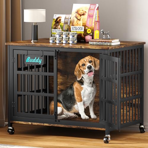 41"/33"/27" Dog Crate Furniture with Name Tag, view 2