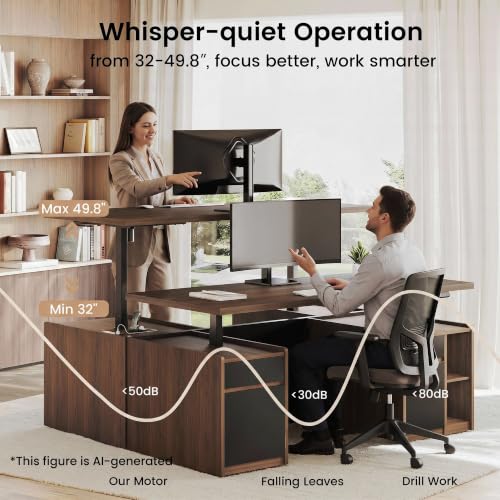 71" Executive Electric Standing Desk with 3 Drawers & Storage, view 4
