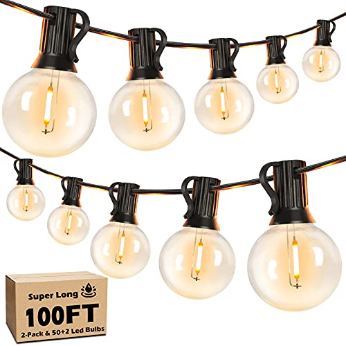 100FT LED Outdoor String Lights Patio Light with 52 Shatterproof G40 Dimmable, view 2
