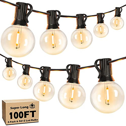 100FT LED Outdoor String Lights Patio Light with 52 Shatterproof G40 Dimmable, view 2