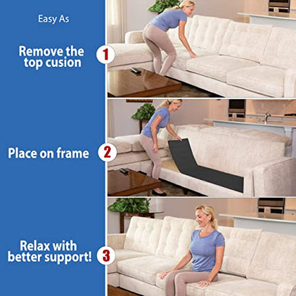 Furniture Fix Steel for Chair, Sofa, Loveseat, Mattress, or Couch-Cushion Support, Supercomfortable Nonslip Adjustable Seat Support, Extend Furniture Life, (44 x 26) Inches Deep (Black)