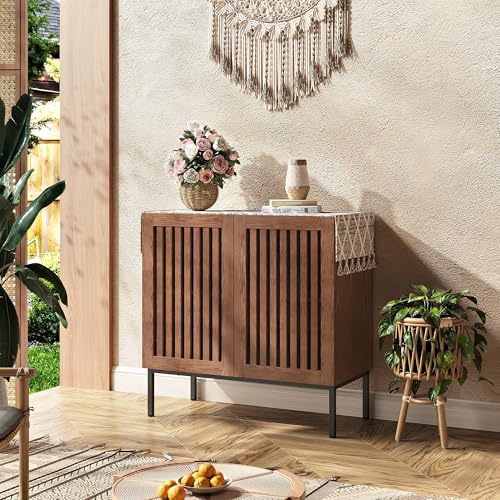 Storage Cabinet, Modern Coffee Bar with Adjustable Shelf and Metal Base, view 5