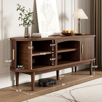 Mid Century TV Stand for TVs up to 65 Inches, Entertainment Center with Storage, view 3