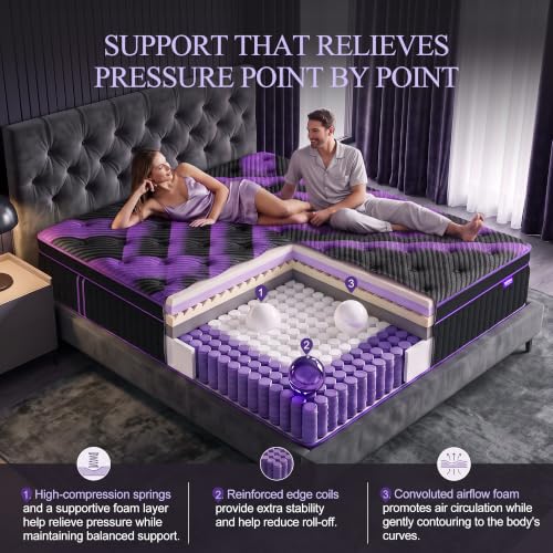 Queen Mattress 14 Inch, Medium Firm Hybrid Mattress, Undisturbed Sleep, view 6