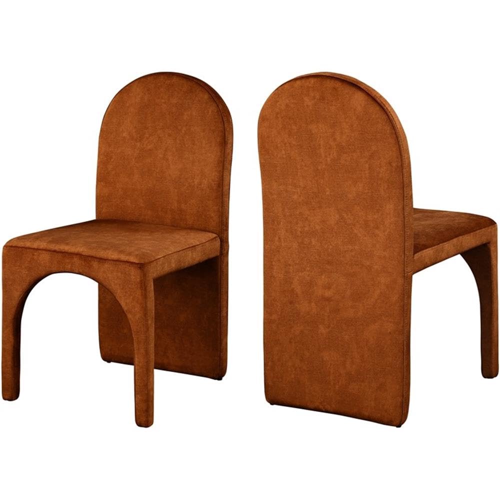 Meridian Furniture 803Cognac-SC Summer Collection Modern | Contemporary Velvet Upholstered Dining Side Chair with Steel Frame, 18.5" W x 22.5" D x 35.5" H, Cognac, Set of 2