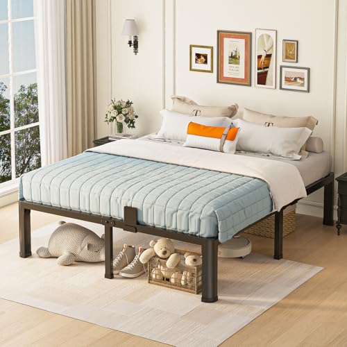 14 inch Full Size Bed Frame with Round Corner Legs Mattress Slide Stopper, view 3