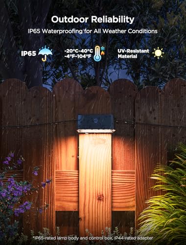Govee Outdoor Deck Lights, RGBIC Outdoor Lights with 4000K White Light, IP65 Smart Fence Lights with App Control, Voice Control, LED Path Light for Outdoor Decor,Wired 6 Packs (32.8ft)