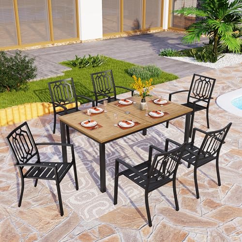 Patio Dining Chairs Set of 2, Stackable&Wrought Iron | Black Stackable Wrought Iron Outside Dining Chairs, All Weather Heavy-Duty Furniture for Patio, Deck, Porch, Backyard