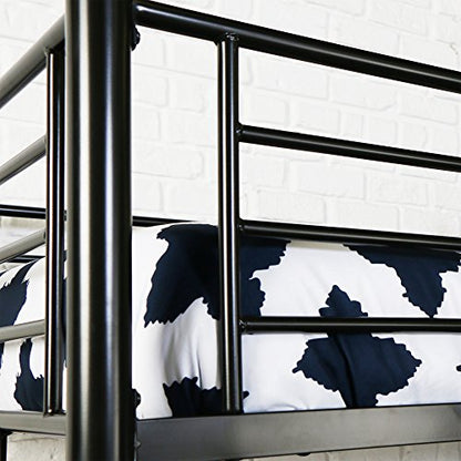 Timothee Urban Industrial Twin Over Workspace Metal Bunk Bed, Twin Size, Black