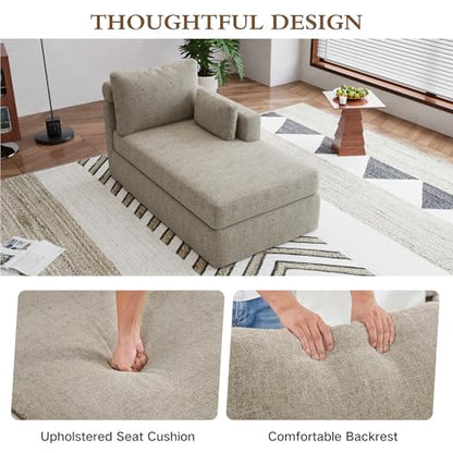 Chaise Lounge with Right Armrest 31.89" Upholstered Modern Lounge Couch Sleeper, view 4