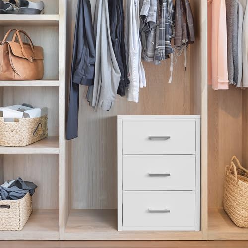Closet Drawers White Fabric 3 Drawer Small Dresser for Closet Organizers, view 7