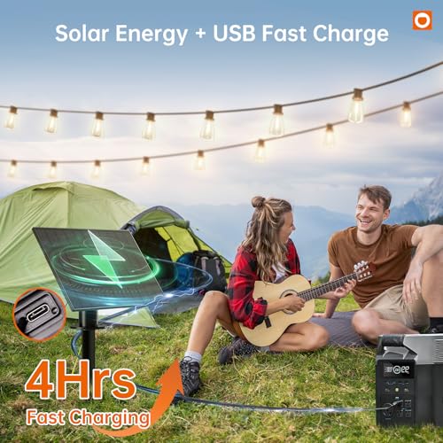 78FT(72+6) Solar String Lights Outdoor, Waterproof Solar Powered Outside Lights with Remote & USB Port, ST38 LED Shatterproof Bulbs, Dimmable Solar Light for Camping Backyard Porch