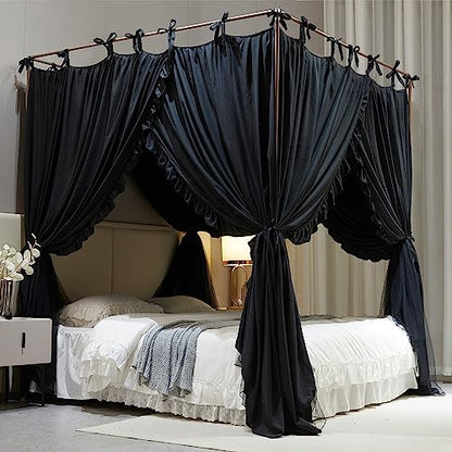 4 Corners Post Princess Curtain Bed Canopy Double Layer Cozy Mosquito Net Mesh, view 5
