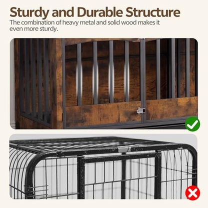 72" Double Dog Crate Furniture, Dog Crates for 2 Medium Large Dogs, view 5