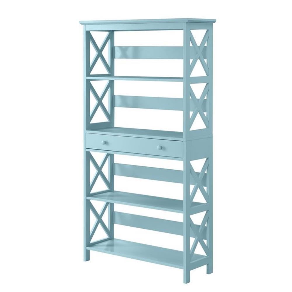 Oxford 5 Tier Bookcase with Drawer, Sea Foam
