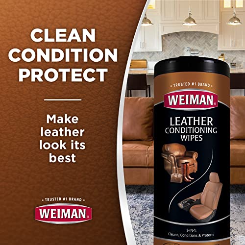Leather Cleaner Wipes - Clean Condition UV Protection Help Prevent Cracking or Fading of Furniture, Car Interior, Couch, and Shoes, 4 Pack